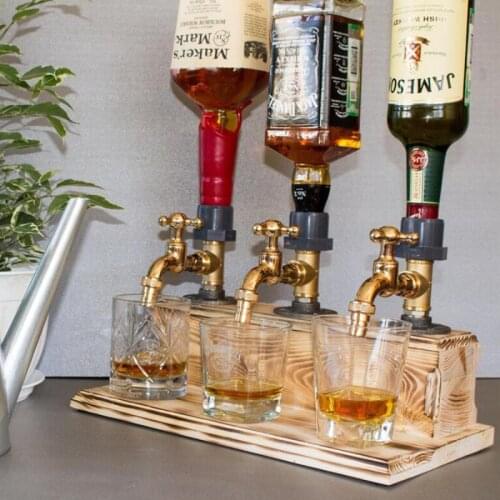 Fathers Day Wooden Faucet Drinker Liquor Alcohol Whiskey Wood Dispenser Creative Festival Gift Home Kitchen Bar Gadget Sets