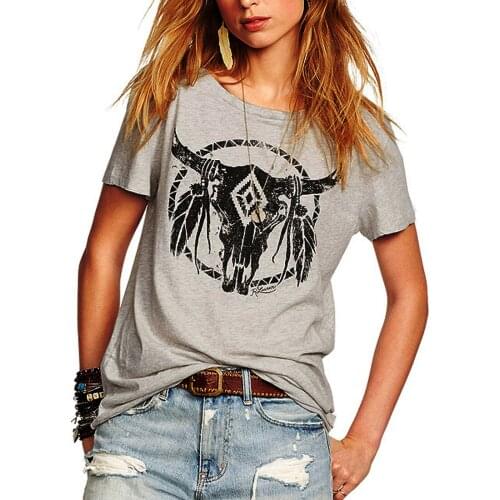 Summer New European street Style Bull printed short sleeve T-shirt female loose Women T Shirt Fashion Lady Tops Tee