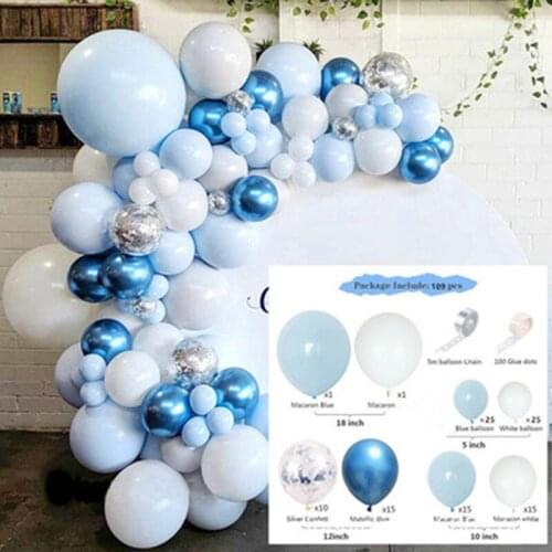 Macaron Blue Ocean Decoration Latex Balloon Birthday Party Supplies Balloon Chain Set Decorations Party