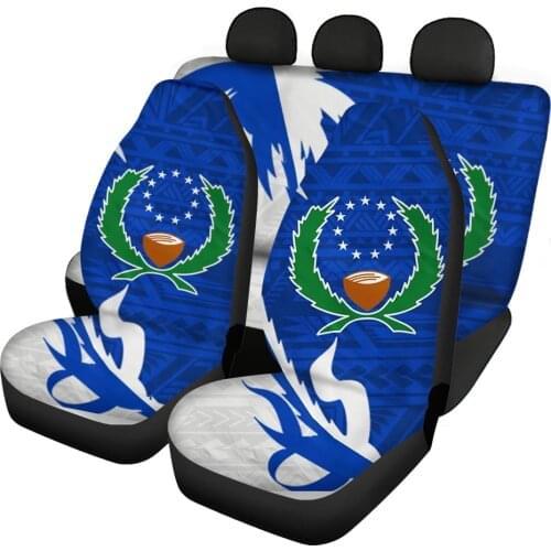 HUGSIDEA Front and Rear Seat Cover Blue Pohnpei Elastic Seat Cover Interior Car Protection Fit All Season