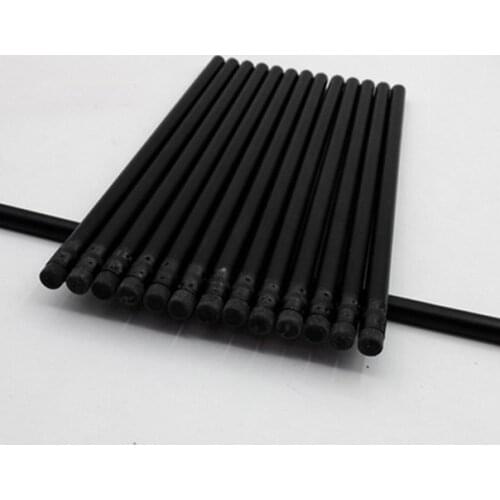 100pcs kawaii black wood pencil lot black pencils with erasers for school office writing supplies cute stationary HB pencil bulk