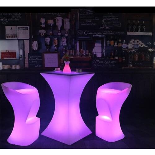 110CM height LED illuminated cocktail table lighted up Bar Tables plastic coffee table Commercial Furniture suppies