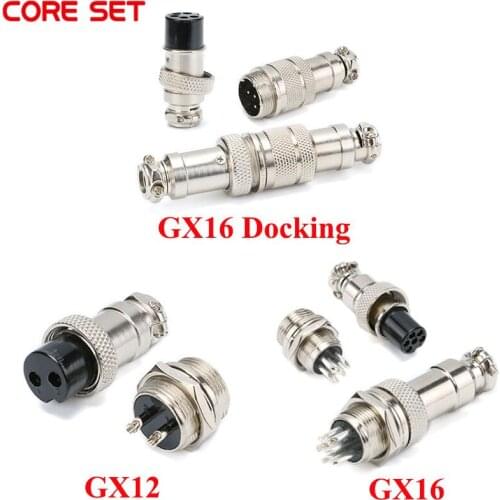 2Pcs / 1 set GX16 2/3/4/5/6/7/8 Pin GX12 Male & Female Circular Aviation Socket Plug Connector Docking Male and Female 16mm Set