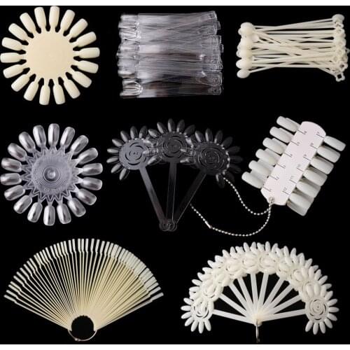 False Nail Art Fan Shaped Swatch Peas Gel Polish Color Showing Shelf Foldable Card Board Nail Practice Trainning Display Tools