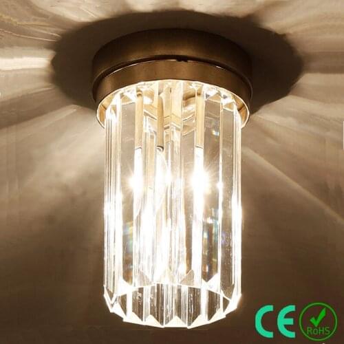 Chandelier light E14 95-245v Iron Art K9 crystal Small Round Modern Foyer Aisle Entrance Light Hotel CE ROSH Custom Designed