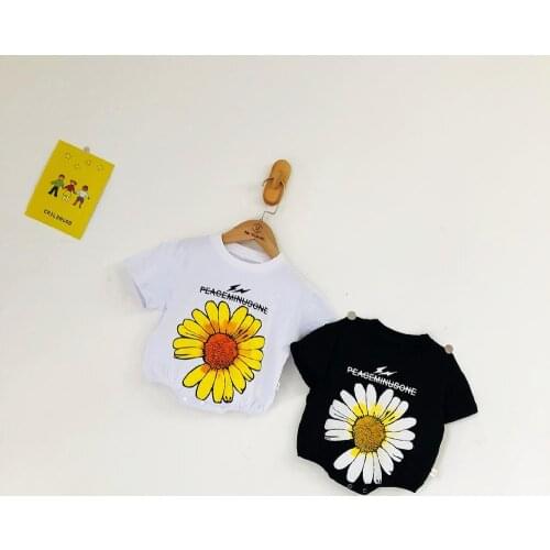 Small Daisies Baby Clothes Short Sleeve Triangle Rompers Toddlers Climbing Suits Yellow Daisy Costume Baby Girls Summer Clothes