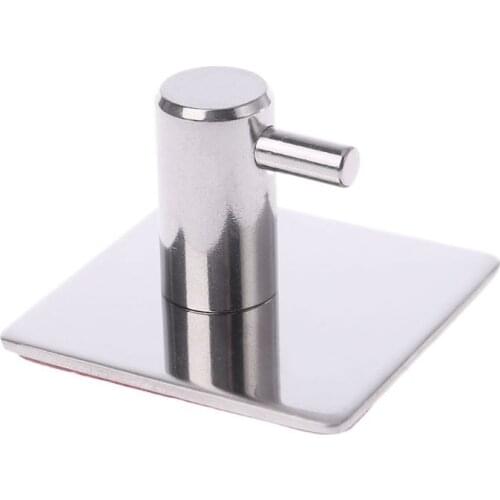 304 Stainless Steel Self Adhesive Bathroom Wall Mounted Door Holder Hook Hanger Square Mirror Polished Finish Strong Sticker Key