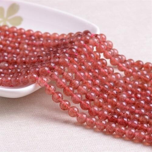 Grade AA Natural Bright Pink Strawberry Quartz Beads NOT Dyed 5mm-12mm Smooth Polished Round 15 Inch Strand CM10