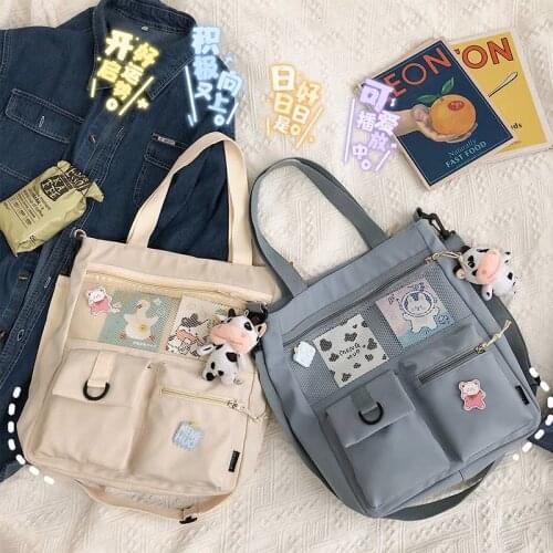 2021 New Large Capacity Cute Girl Shoulder Bag Korean Fashionable Students Inclined Shoulder Bag Nylon Waterproof Handbag Tide