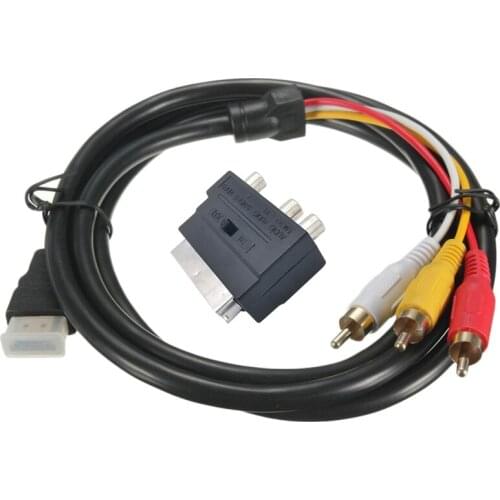 SCART Adapter Plug Connector 21P Adapter SCART to AV 3RCA with Switch Converter