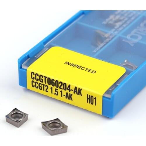 10PCS CCGT060204 CCGT09T304 AK H01 CNC Turning Inserts Aluminum Blade Carbide Lathe Cutter Tool for Aluminum Copper Wood