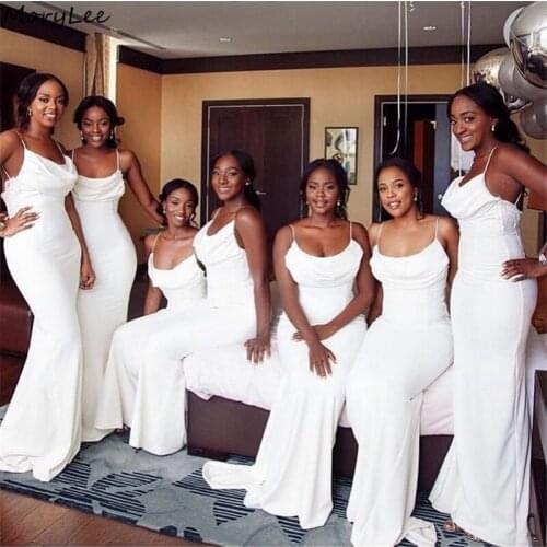 Bridesmaid Dresses Spaghetti Sleeveless Floor Length Mermaid Bridesmaid Dresses Silk Satin Wedding Party Bridesmaid Gowns