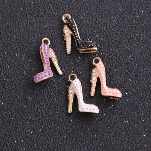 2pcs 14*17mm Four Color Alloy Metal Drop Oil High Heels Charms Pendant For DIY Bracelet Necklace Jewelry Making