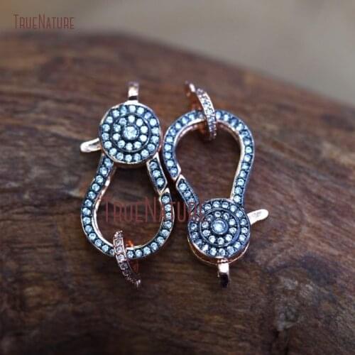 Plating Mixed Clear Cz Micro Pave Gunmetal Lobster Clasp Accessory Clip Copper Accessory Clip 35.1x12.7mm FC7527
