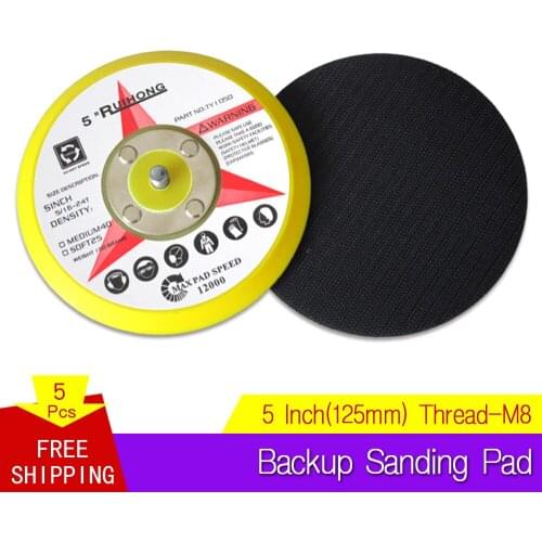 5 Inch 125 MM 5 Holes Sanding Pad Polishing Pad Back-up Pad for Hook and Loop Sanding Discs Abrasive tools (Pack of 5)