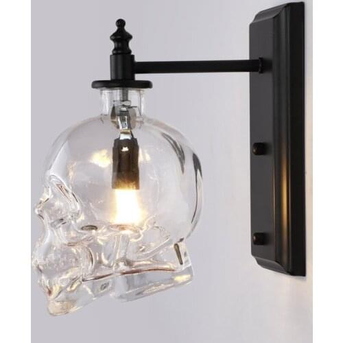 Nordic Glass Skull Wall Lamp Vintage Led Wall Light Bar Industrial Decor Bedroom Living Room Wall Sconce Bathroom Light Fixtures