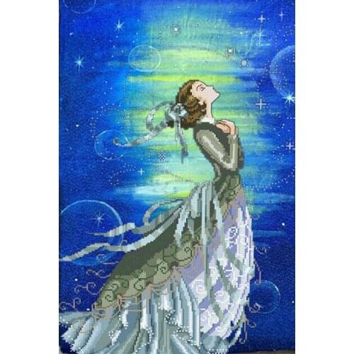 MD-88 Watching Star with draw fabric cross-stitch cloth with beaded metal thread cross-stitch kit styles cross stitch kit