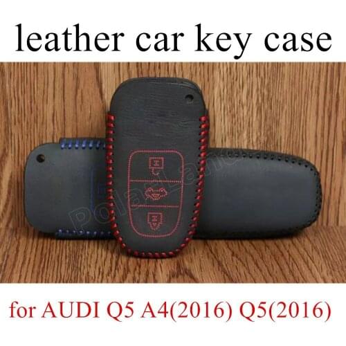 Only Red for AUDI Q5 A4(2016) Q5(2016) Car key cover car key case Hand sewing car styling Genuine leather hot sale