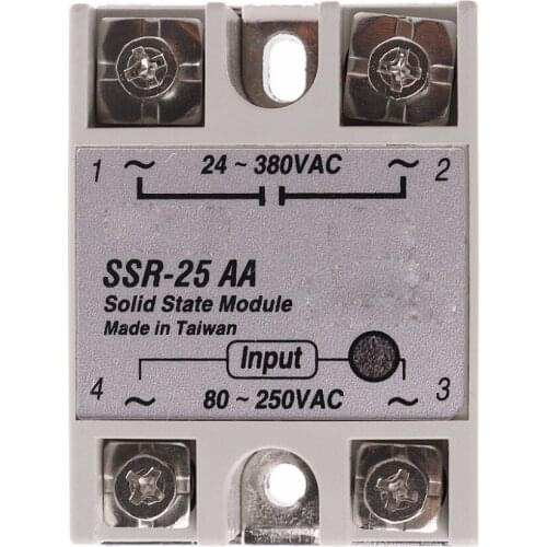 Solid State Relay Module SSR-25 AA 25A 250V 80-250V AC Input 24-380V AC Output