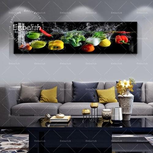 Embelish Fresh Vegetables Splash In Water Home Kitchen Decor Posters HD Spray On Canvas Resturant Painting Living Room Artworks