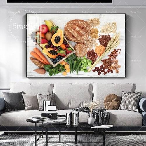 Embelish Grains Nuts And Seeds Super Foods Kitchen Wall Pictures For Home Decor Resturant HD Spray On Canvas Painting Artworks