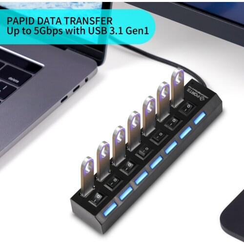 Multi USB 2.0 Hub High Speed 4 7 Ports On Off Switch USB Splitter Adapter Computer Accessories For PC Laptop USB Expand