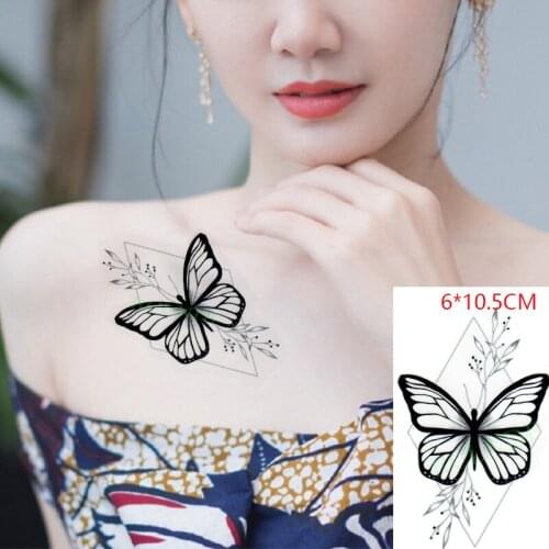 Waterproof Temporary Tattoo Sticker Butterfly Flowers Body Art Flash Tattoo Fake Tattoo for Women Men