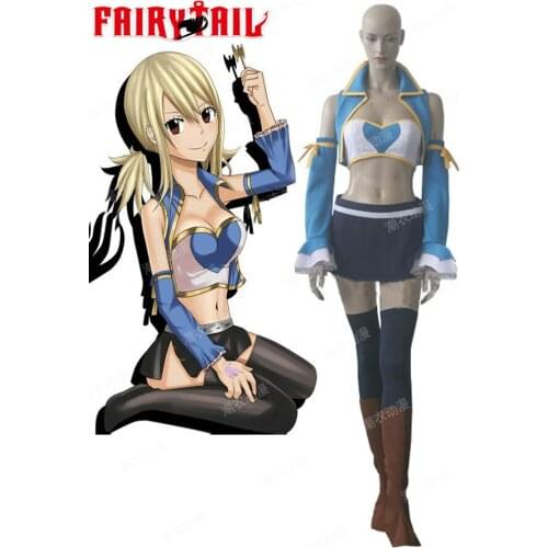 High Quality Anime Fairy Tail Halloween party cos Lucy Heartfilia cosplay Combat suit costumes Custom Made