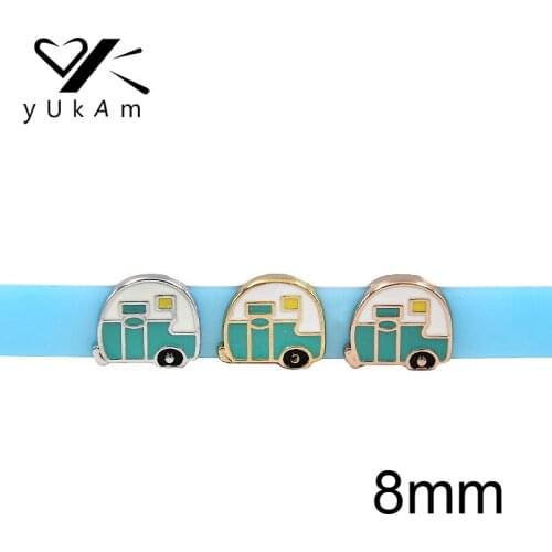 YUKAM Jewelry 8mm Slider Spacers Enamel Car Baby Stroller Baby Carriage Slide Charms Keeper for DIY Bracelets Accessories Making