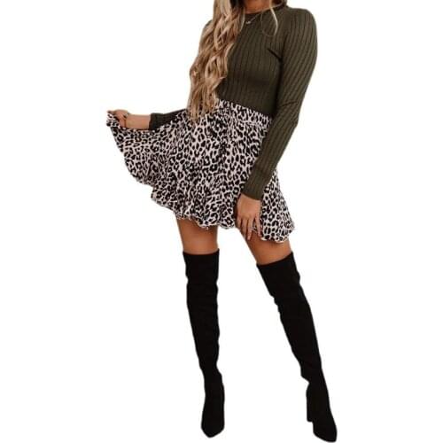 Leopard Print Womens Summer New Fashion Pleated Skirt Sexy Skirts for Women