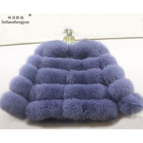 Linhaoshengyue Natural Fox Fur Coat Womens Real Fox Fur High Quality Short Coat Fashion