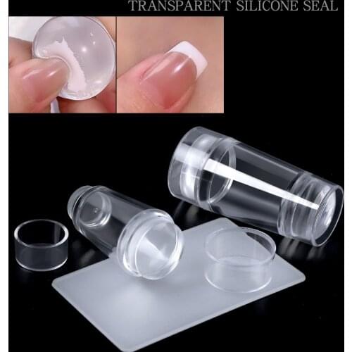 1pcs Transparent silicone jelly stamper for french nails tips double head nail stamping plates new nail art 2021 tools