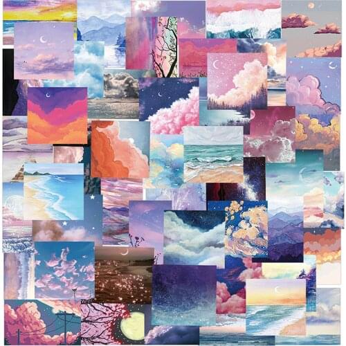 10/50PCS INS Style Landscape Oil Painting Aesthetic Stickers DIY Snowboard Laptop Luggage Fridge Guitar Graffiti Kid Toy Sticker
