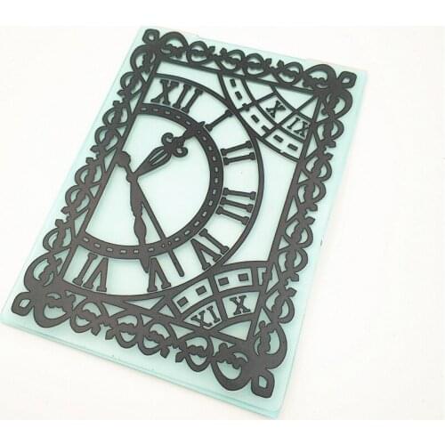 10.5x14.5cm clock Embossing folders Plastic bump Scrapbooking DIY Template Fondant indentation Cake Photo Album Card Make