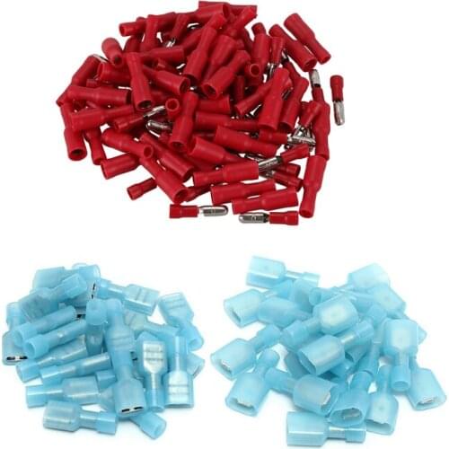 150 Pcs Insulated Female and Male Bullet Wire Connector Crimp Terminal Set, 100 Pcs Red & 50Pcs Blue