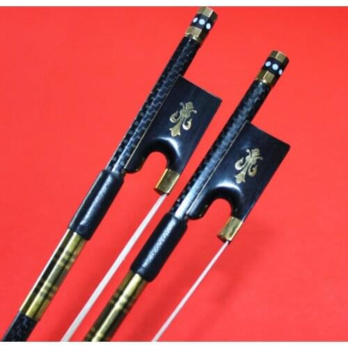 2pc PRO new light carbon fiber 4/4 violin bow Gold color parts white horse hair