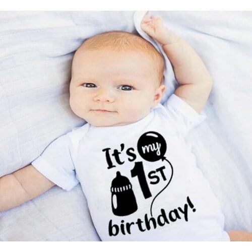 2021 Its My 1st Birthday Baby Summer Clothes Newborn Girls Boys Short Sleeve Romper Casual Infant 1st Birthday Clothes Outfits