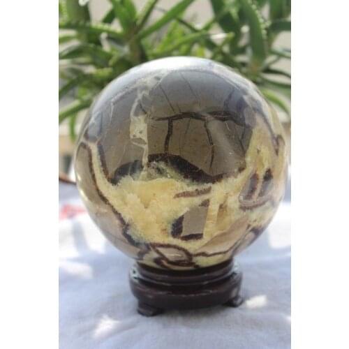 3500g Pretty Septarian Dragon Crystal Sphere Ball From Madagascar +Stand