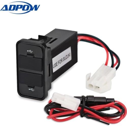 For Suzuki Dual USB Adapter Power Outlet Car Dual USB Charger Socket Interface Charger