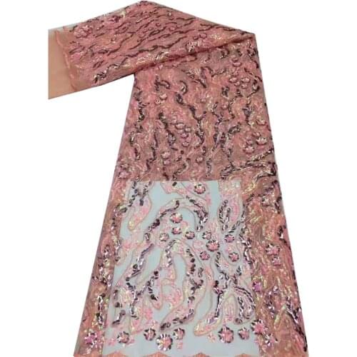 African Lace Fabric 2021 High Quality For Diy Dress French Sequins Nigerian Lace Fabrics For Party Wedding Dress f20-14