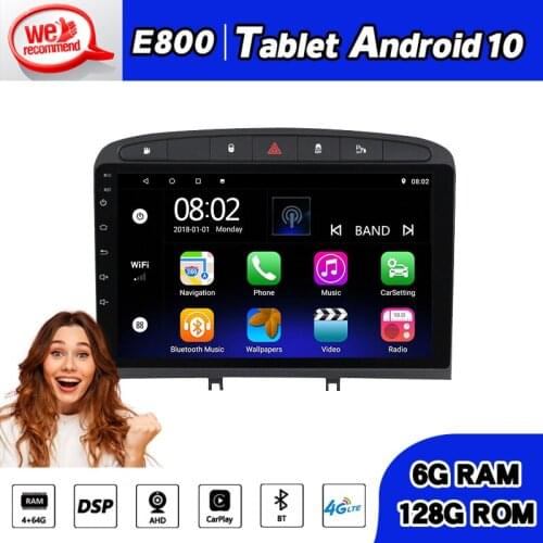 2 Din Car Multimedia Radio Navigation GPS Player 9" Screen Autoradio For PEUGEOT 308 408 Android 10 Stereo Receiver Head Unit