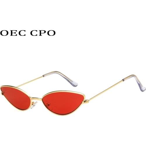 OEC CPO Fashion Small Cat Eye Sunglasses Women Brand Designer Vintage Eyeglasses Female Personality Glasses oculos de sol UV400