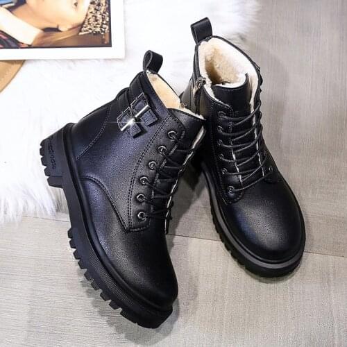 2020 Winter Woollen Boots Women Fashion Platform Sole Rubber Lace Up Mid-Calf Round Head Women Shoes Anti Skid snow Boot Female