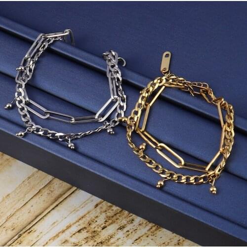 Women Stainless Steel Bracelet Double Bracelet Female Charm Bracelets For Women Heart Shaped Bracelet For Women Stars Bracelet