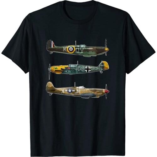 WW2 Planes P51 Spitfire Men T-Shirt Short Casual 100% COTTON O-Neck Shirts