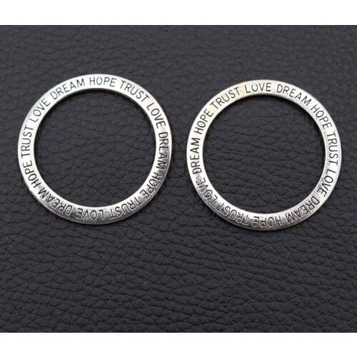 Engraved / Populard Metal *hope* trust *love*tag Ring Charm Bracelet Earrings DIY Metal Jewelry Alloy Connector Unisex 8pcs