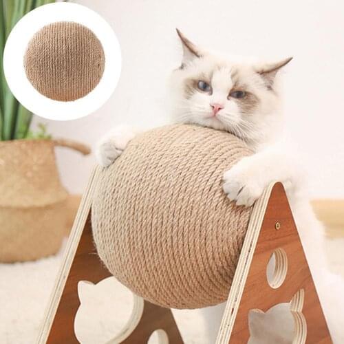 Solids Wood Cats Toys Cats Grinding Claws Hand-wound Sisal Rope Cats Catching Ball Cats Climbing Frame Scratching Post Pets Toys