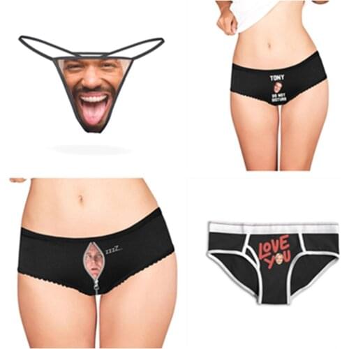 Customize Women Underwear Lingerie Sexy face Panties Valentines Day gift String Thongs Solid G-String Briefs Panties Underwear