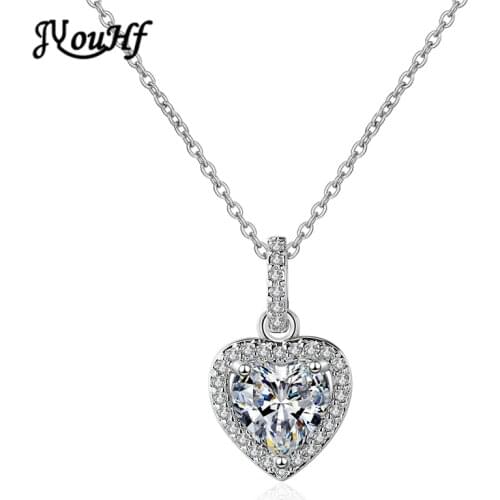 JYouHF Classic Necklaces Women High Quality Love Shining Crystal Heart Pendant Necklace Wedding Engagement Fashion Jewelry Gift