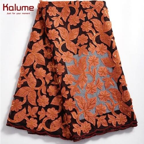 Kalume African Lace Fabric 2021 Dress Diy Nigerian Lace Fabrics 3D Flower French Lace Fabric For Dresses Party Wedding F2337